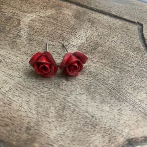 Red Rose Stud Earrings